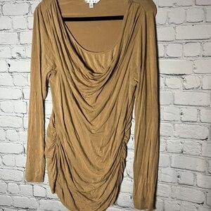 CAbi Camel Long Sleeve Drape Top
